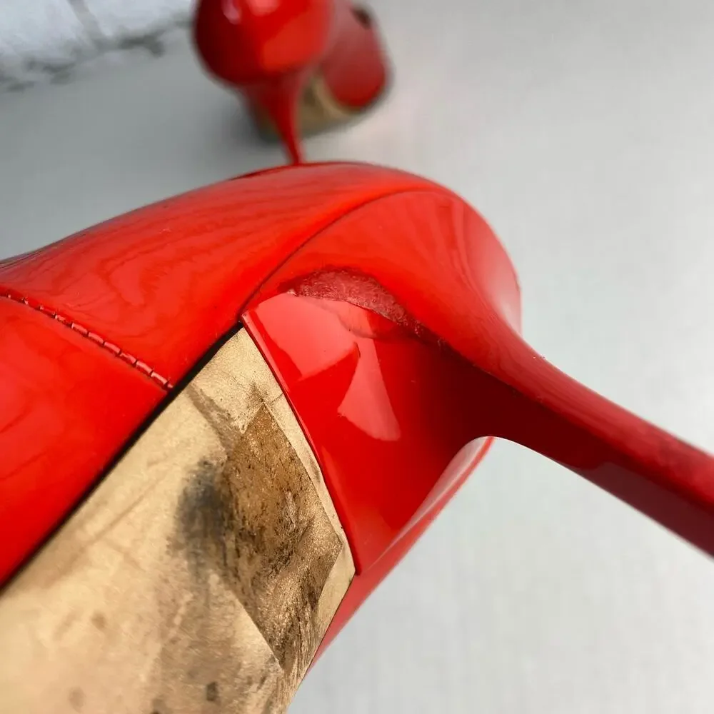 Jimmy Choo Heels Pumps Point Toe Stiletto Shoes Patent Leather Red 38 8 - Picture 13 of 15